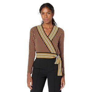 MICHAEL Michael Kors Women's Size Small Geo Border Wrap Side Tie Top  Blouse